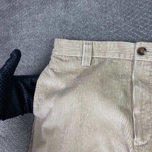 LL Bean Country Corduroy Pants Men's 34 x 34 Khaki Cotton Wide Wale Flat Front - Picture 3 of 14